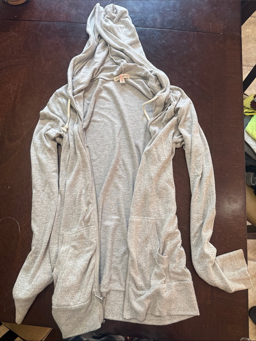 Cozy Light Gray Hooded Zip Cardigan